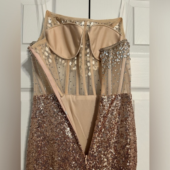 NEW!! Sparkly Gorgeous Strapless Long Mermaid Beaded Prom Dress With Split - Picture 3 of 5